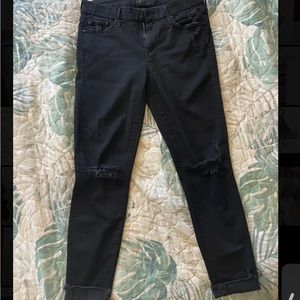 Mother Womens Jeans Looker Ankle Fray 28 Black Guilty As Sin Distressed Skinny